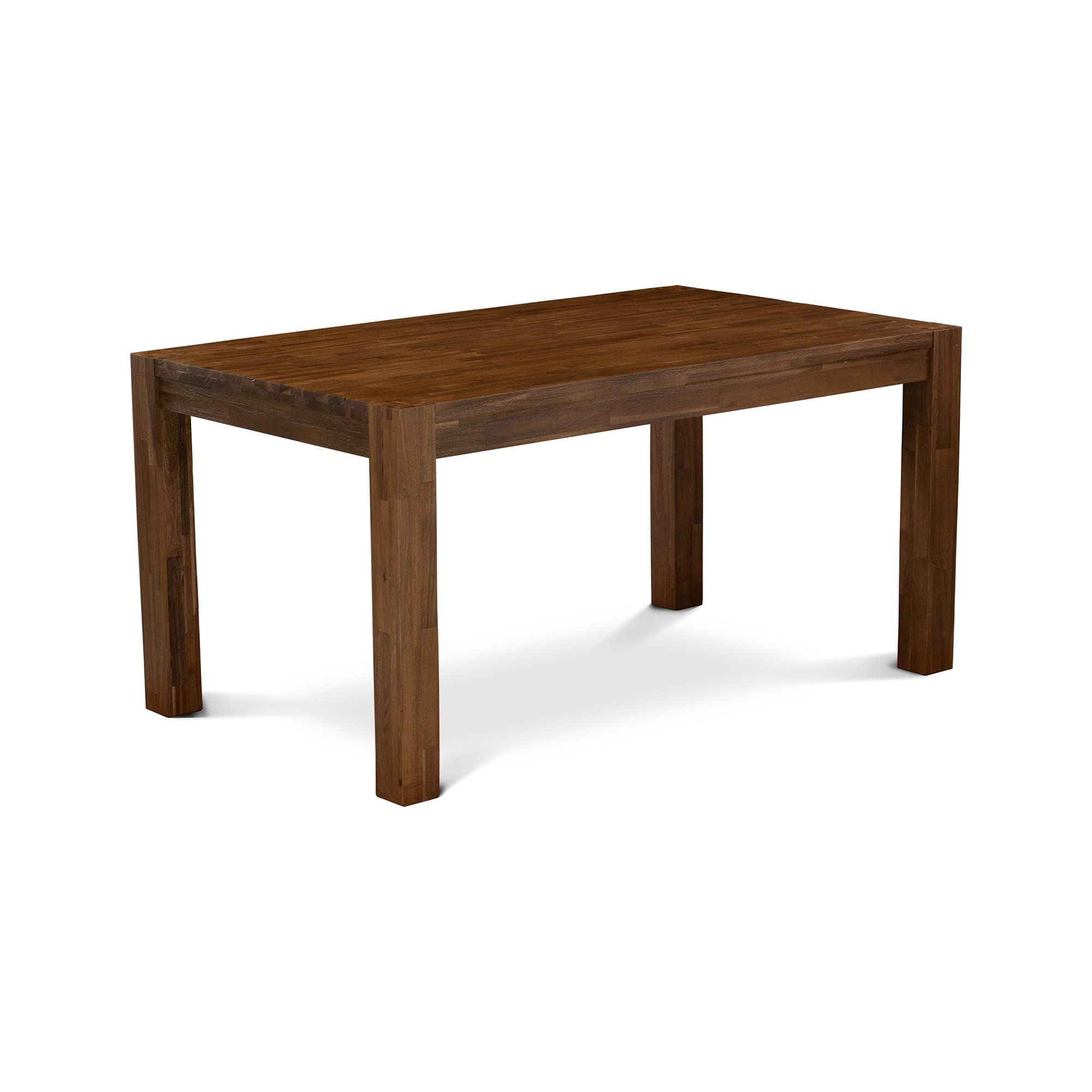 East West Furniture Celina 5 Piece Set Includes A Rectangle Rustic Wood Dining Room Table And 4 Light Tan Linen Fabric Upholstered Parson Chairs, 36X60 Inch, Natural
